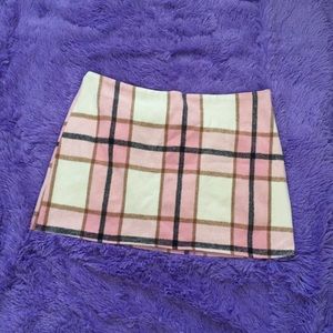 Pink Plaid Skirt